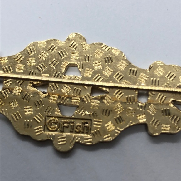 VTG 80s Brooch Cloisonné Enamel Statement Pin - Picture 3 of 4